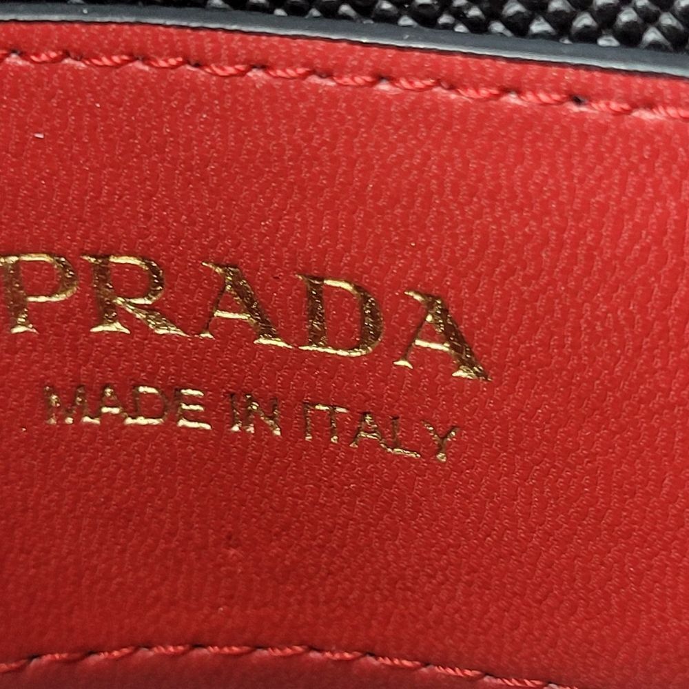 Prada Saffiano Women's 2 Tone Red And Black Large Double Tote Bag - Picture 14 of 15